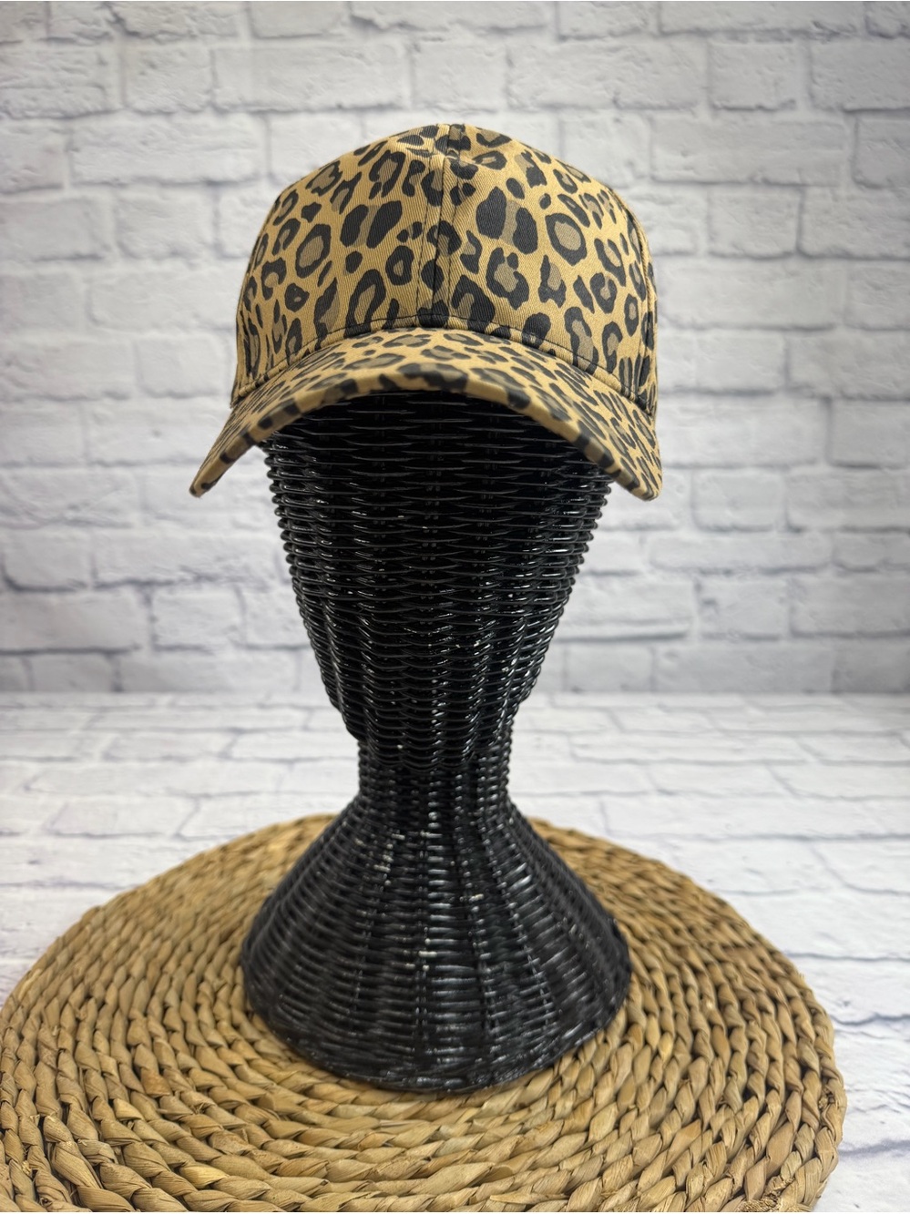 Leopard Print Baseball Cap - Tan and Black